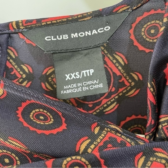 [XXS] Club Monaco Red & Navy Blue Nautical Knot Long Sleeve Blouse - Picture 11 of 11